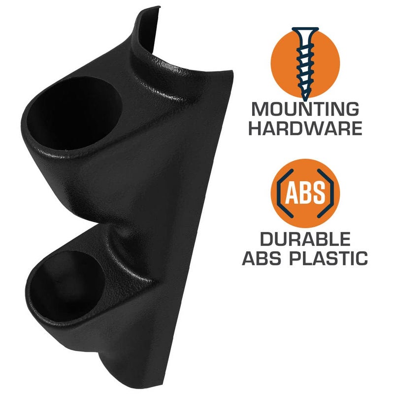 GLOWSHIFT Universal RHD Black Dual Pillar Gauge Pod - Fits Any Make/Model - Right Hand Drive - ABS Plastic - Mounts (2) 2-1/16" (52mm) Gauges to Vehicle's A-Pillar - Image 2